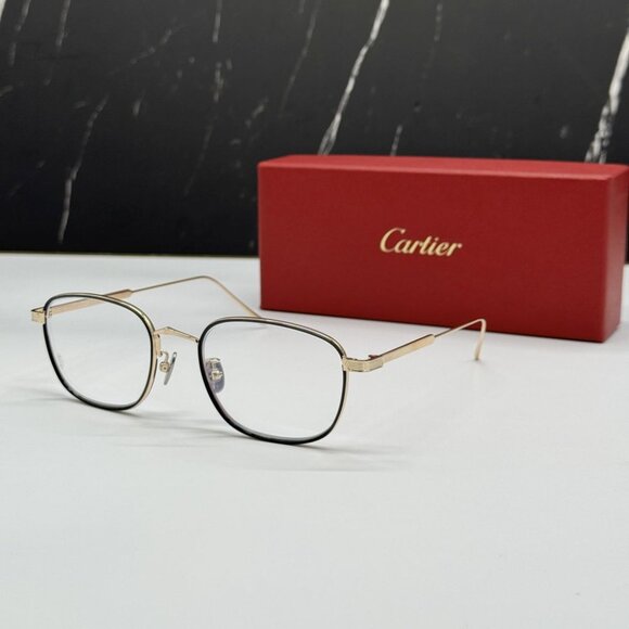 NEW CT0260O 005 CARTIER GOLD/BLACK UNISEX CARTIER EYEGLASSES - Picture 2 of 11